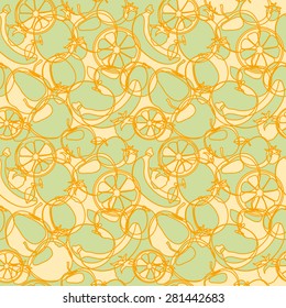Vintage fruits seamless pattern vector