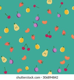 Vintage fruits seamless pattern, vector background
