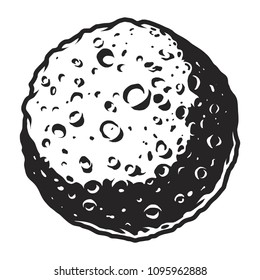 Vintage full moon template with craters in monochrome style isolated vector illustration