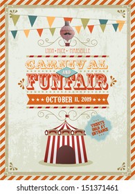 vintage fun fair and carnival poster template vector/illustration