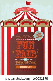 vintage fun fair and carnival tent poster template vector/illustration