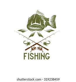 vintage funny fishing vector design template