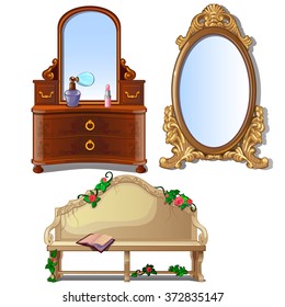 Vintage furniture for home and garden. Vector.