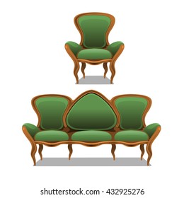 Vintage furniture isolated on a white background. Vector.