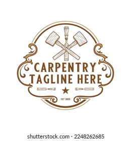 vintage furniture logo design. sculpting tool concept. for carpentry, furniture and antiques companies