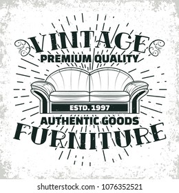 Vintage furniture workshop logo designs,  workshop grange print stamps, furniture repair shop creative typography emblems, Vector