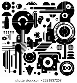 Vintage futuristic shapes and design elements
