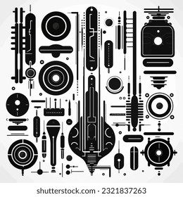 Vintage futuristic shapes and design elements