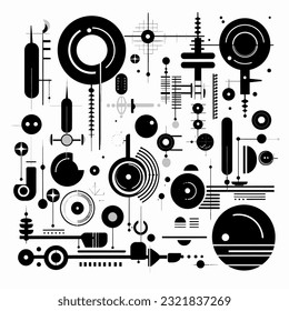 Vintage futuristic shapes and design elements