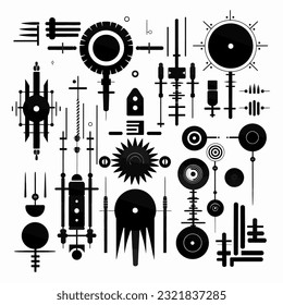 Vintage futuristic shapes and design elements