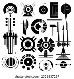 Vintage futuristic shapes and design elements