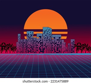 vintage futuristic vapor synthwave animated illustration
