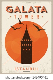 Vintage Galata Tower Istanbul Poster