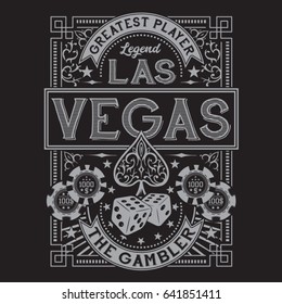 Vintage gamble casino Las Vegas typography, tee shirt graphics, vectors
