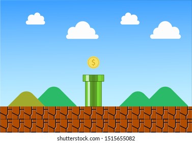 vintage game background vector illustration with the coins