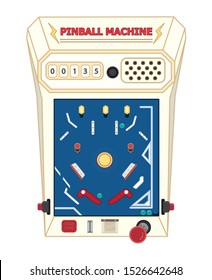 Vintage game pinball machine. flat design cartoon concept. vector ,illustration