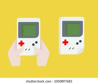 Vintage game. Retro game console. Game in flat vector. Old Gadget. Retro gadget. Vector illustration. Playing game