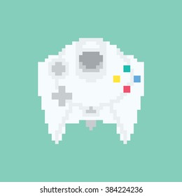 Vintage gamepad. Pixel art style joystick vector illustration