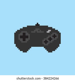 Vintage gamepad. Pixel art style joystick vector illustration