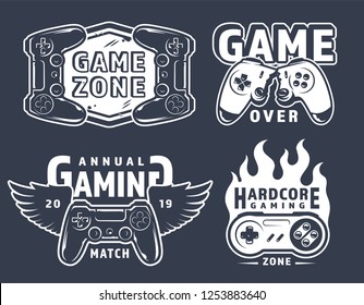 Vintage gaming logos set