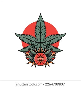 vintage ganja tattoo vector design