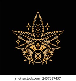 vintage ganja tattoo vector design