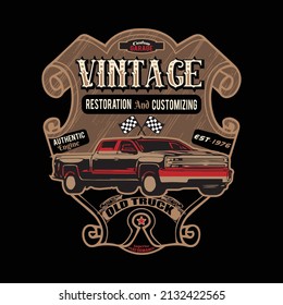 Vintage Garage Customs Est. 1976 t-shirt vector. Classic Garage Tee