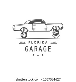 Vintage garage logo for your company or club. Emblem in retro style.