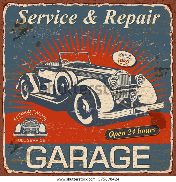 Vintage Garage  poster
with retro car.
