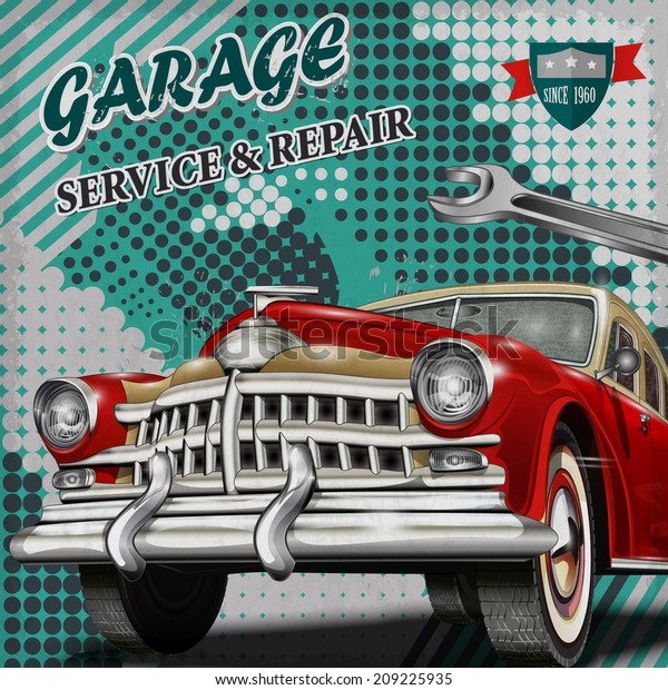 Vintage garage retro\
banner