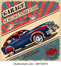 Vintage garage retro poster