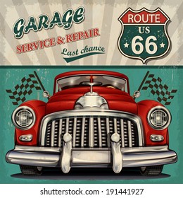 Vintage garage retro poster