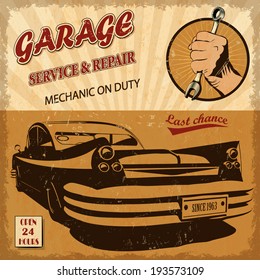 Vintage garage retro poster