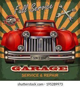 Vintage garage retro poster