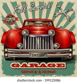 Vintage garage retro poster