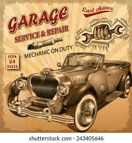 Vintage garage retro poster