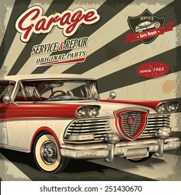 Vintage garage retro poster