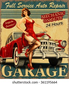 Vintage garage retro poster