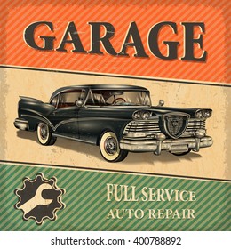 Vintage garage retro poster