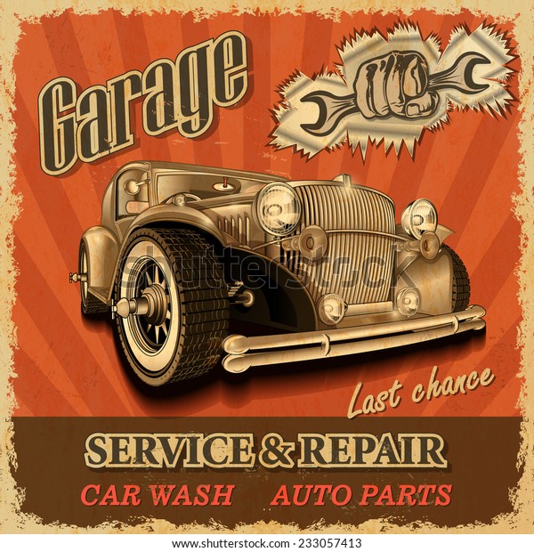 Vintage garage retro\
poster