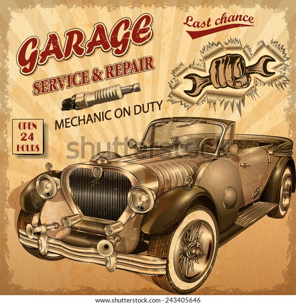 Vintage garage retro
poster