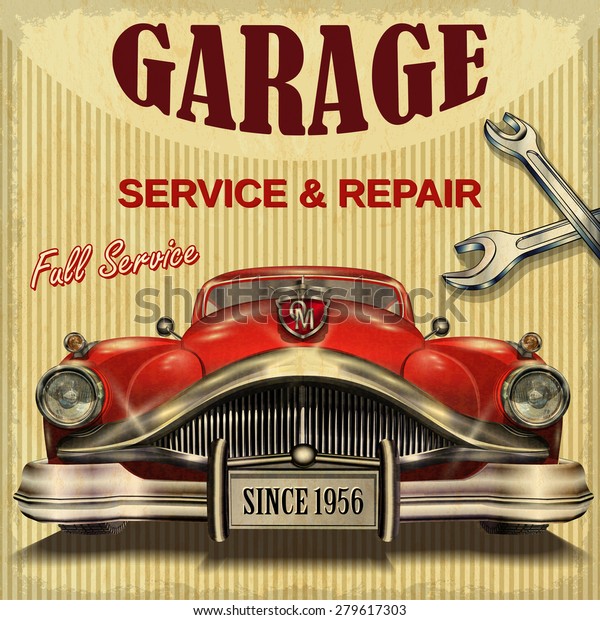 Vintage Garage Retro Poster Stock Vector (Royalty Free) 279617303
