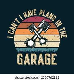 Vintage Garage T-Shirt Design with Retro Cars, Tools, and Mechanical Elements