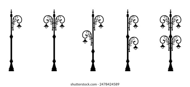 vintage garden lamp silhouette design, editable vector eps 10.