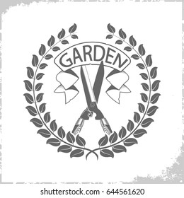 Vintage Garden logo design, monochrome style, vector