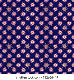 Vintage garden natural seamless pattern with abstract stylized blue, purple and gray flowers, botanical illustration, cute print. Vector illustration.