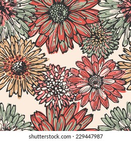 Vintage garden seamless pattern. All objects are conveniently grouped  and are easily editable.