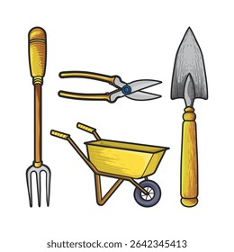 Vintage Gardening Tools Clipart Bundle