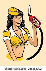 Vintage Gas Pump Girl