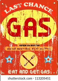 Vintage gas station and diner sign, vector illustration